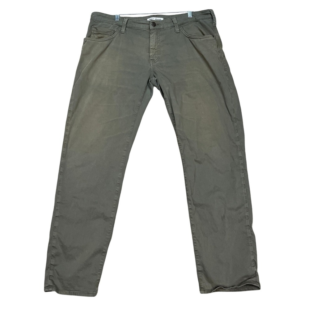Mavi Zach Pants Mens 38x32 Olive Green Stretch Straight Leg Flat Front 5 Pocket